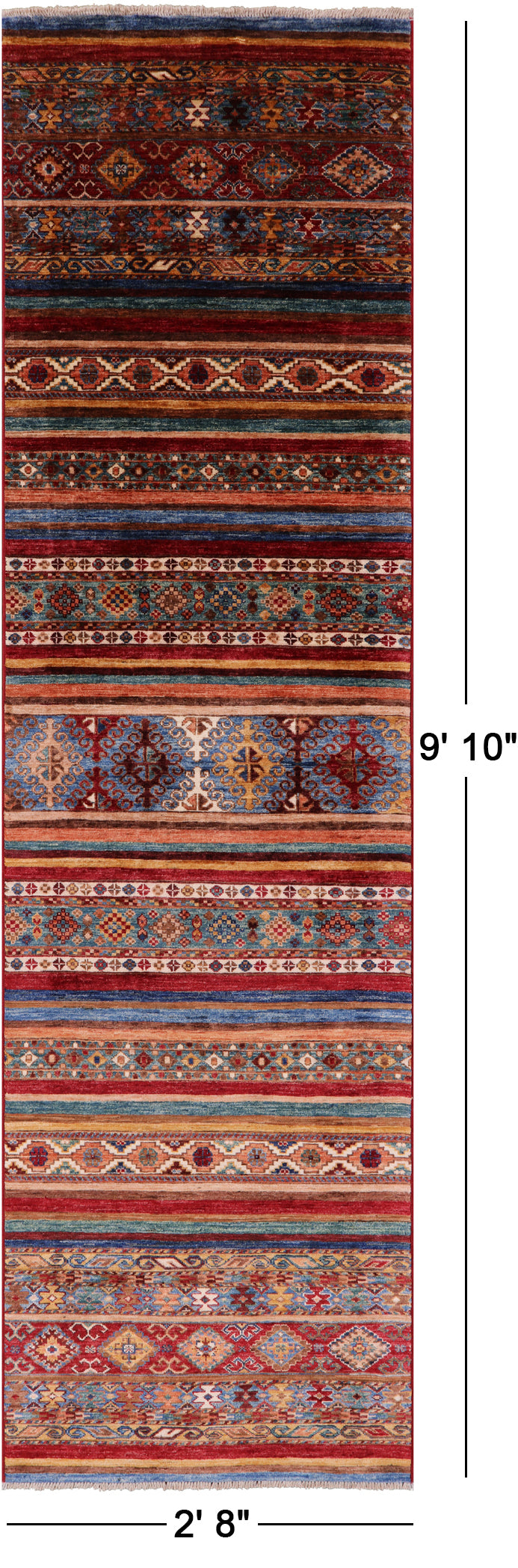Khorjin Persian Gabbeh Handmade Wool Runner Rug - 2' 8" X 9' 10" - Golden Nile