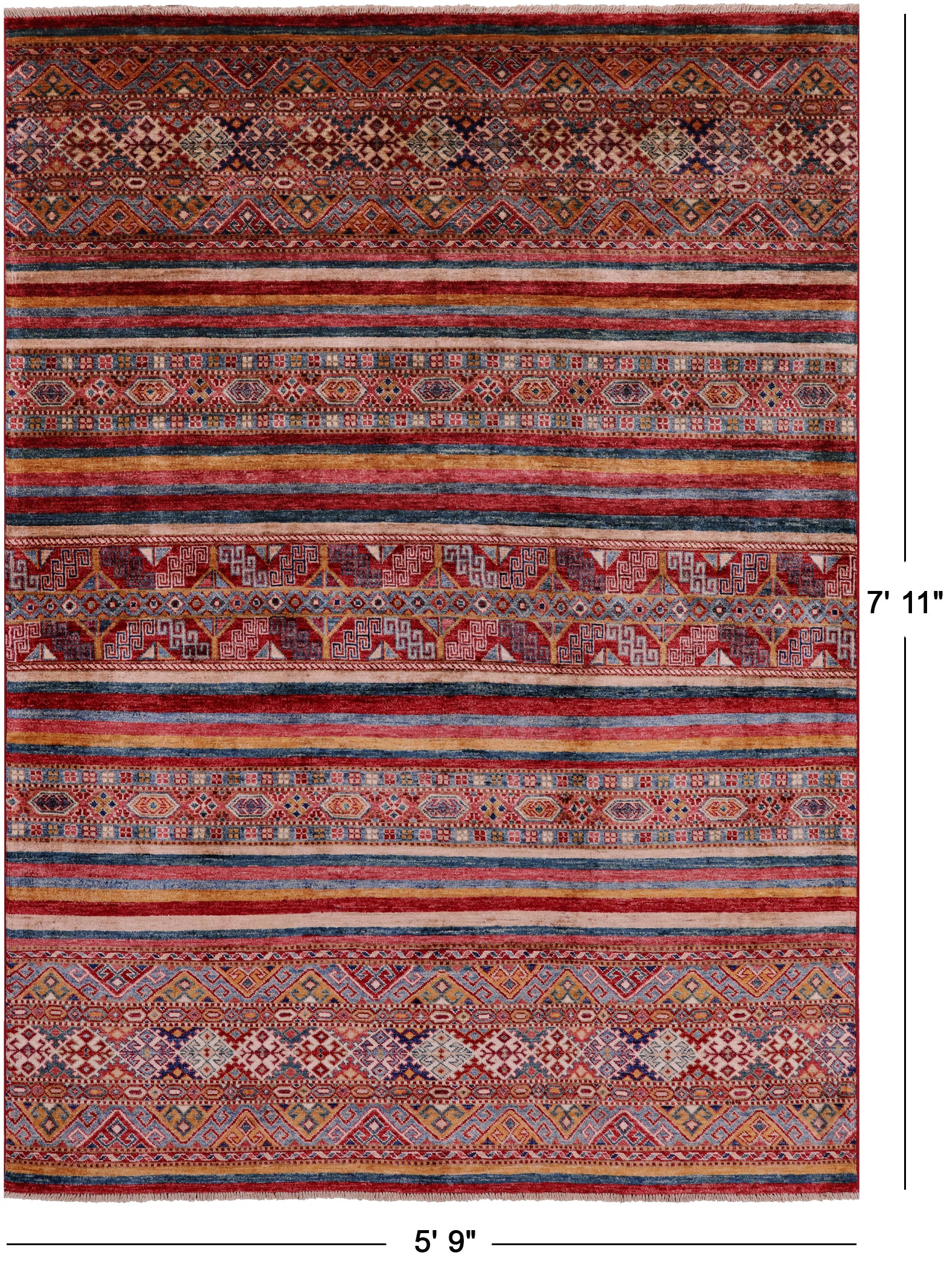Khorjin Persian Gabbeh Handmade Wool Rug - 5' 9" X 7' 11" - Golden Nile