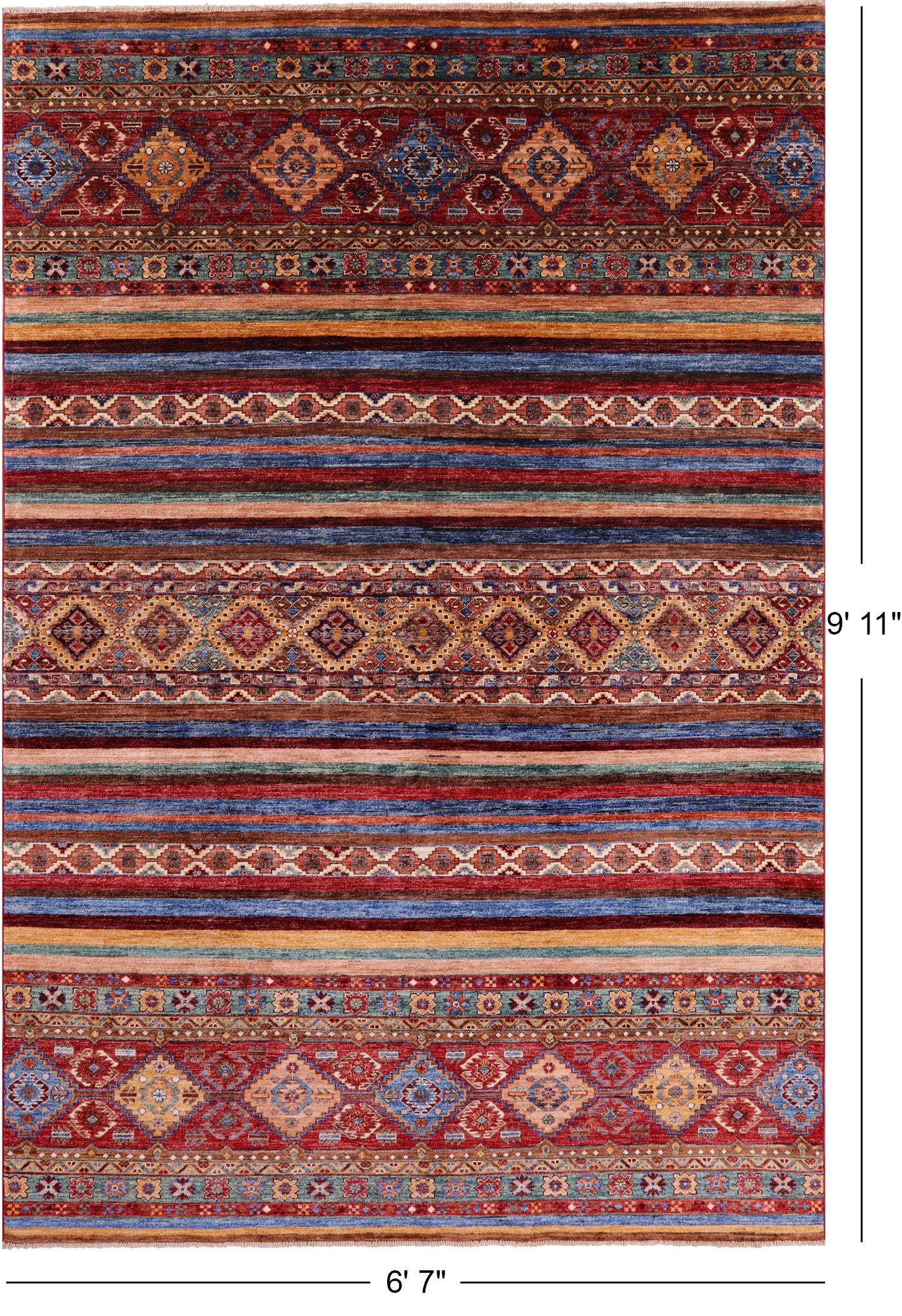 Khorjin Persian Gabbeh Handmade Wool Rug - 6' 7" X 9' 11" - Golden Nile
