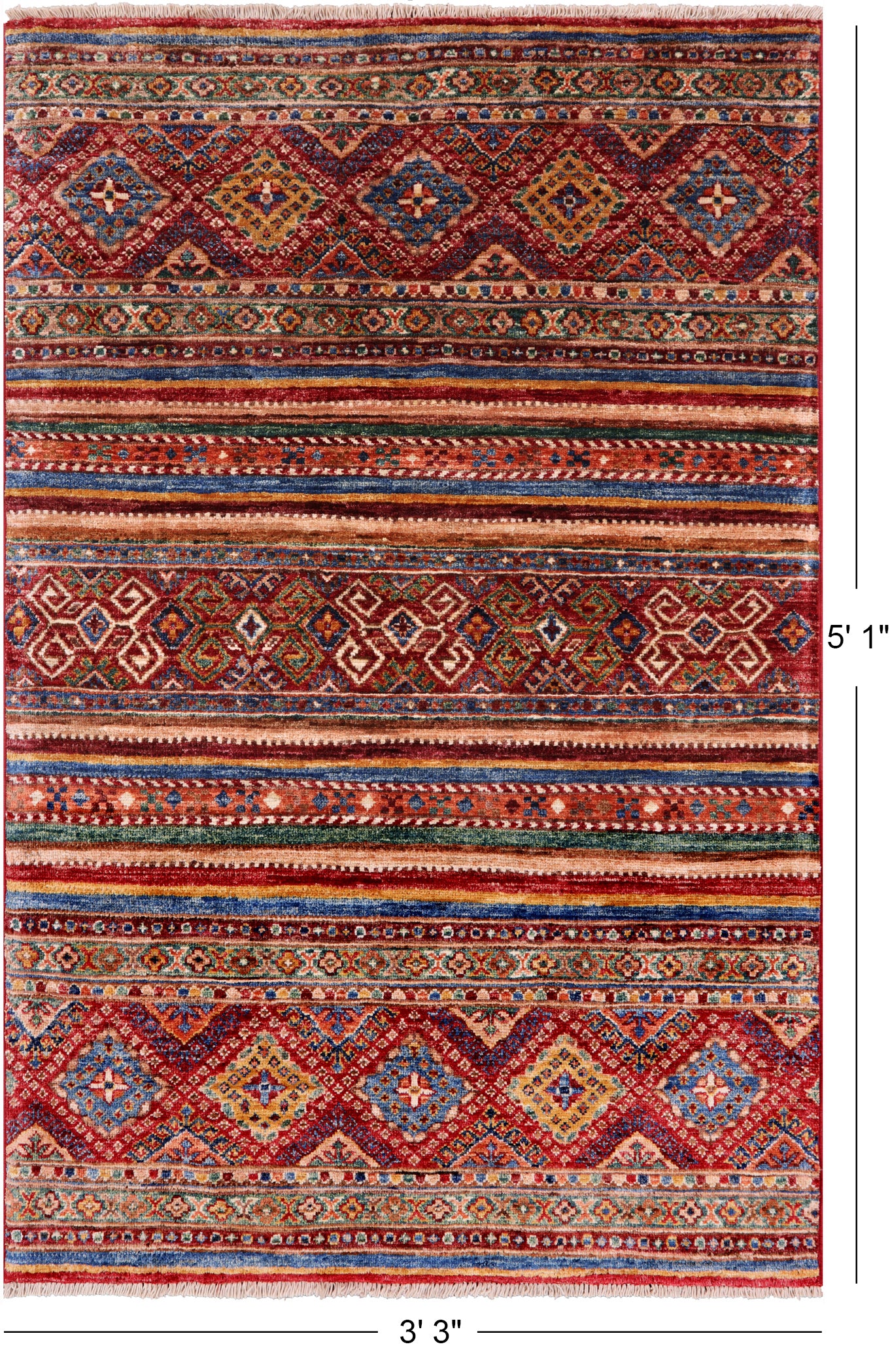 Khorjin Persian Gabbeh Hand Knotted Wool Rug - 3' 3" X 5' 1" - Golden Nile
