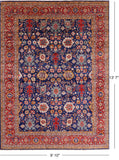 Blue Persian Fine Serapi Hand Knotted Wool Rug - 9' 10" X 13' 7" - Golden Nile