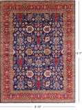 Blue Persian Fine Serapi Hand Knotted Wool Rug - 9' 10" X 13' 7" - Golden Nile
