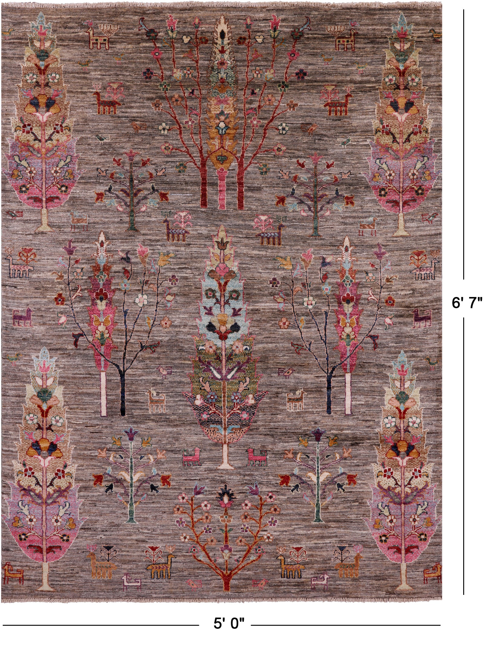 Tribal Persian Gabbeh Handmade Wool Rug - 5' 0" X 6' 7" - Golden Nile