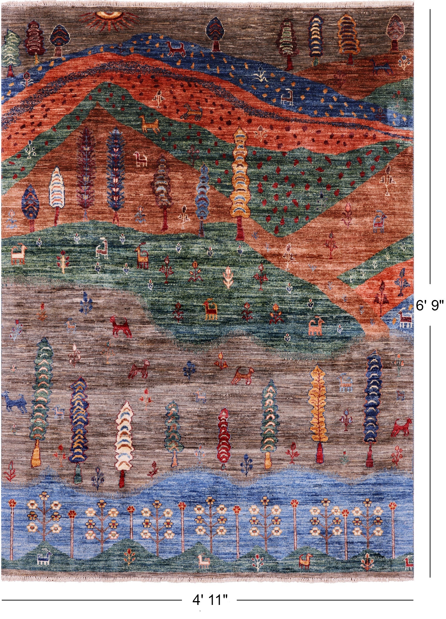 Tribal Persian Gabbeh Hand Knotted Wool Rug – Golden Nile