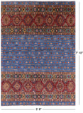 Blue Tribal Khorjin Persian Gabbeh Hand Knotted Wool Rug - 5' 8" X 7' 10" - Golden Nile
