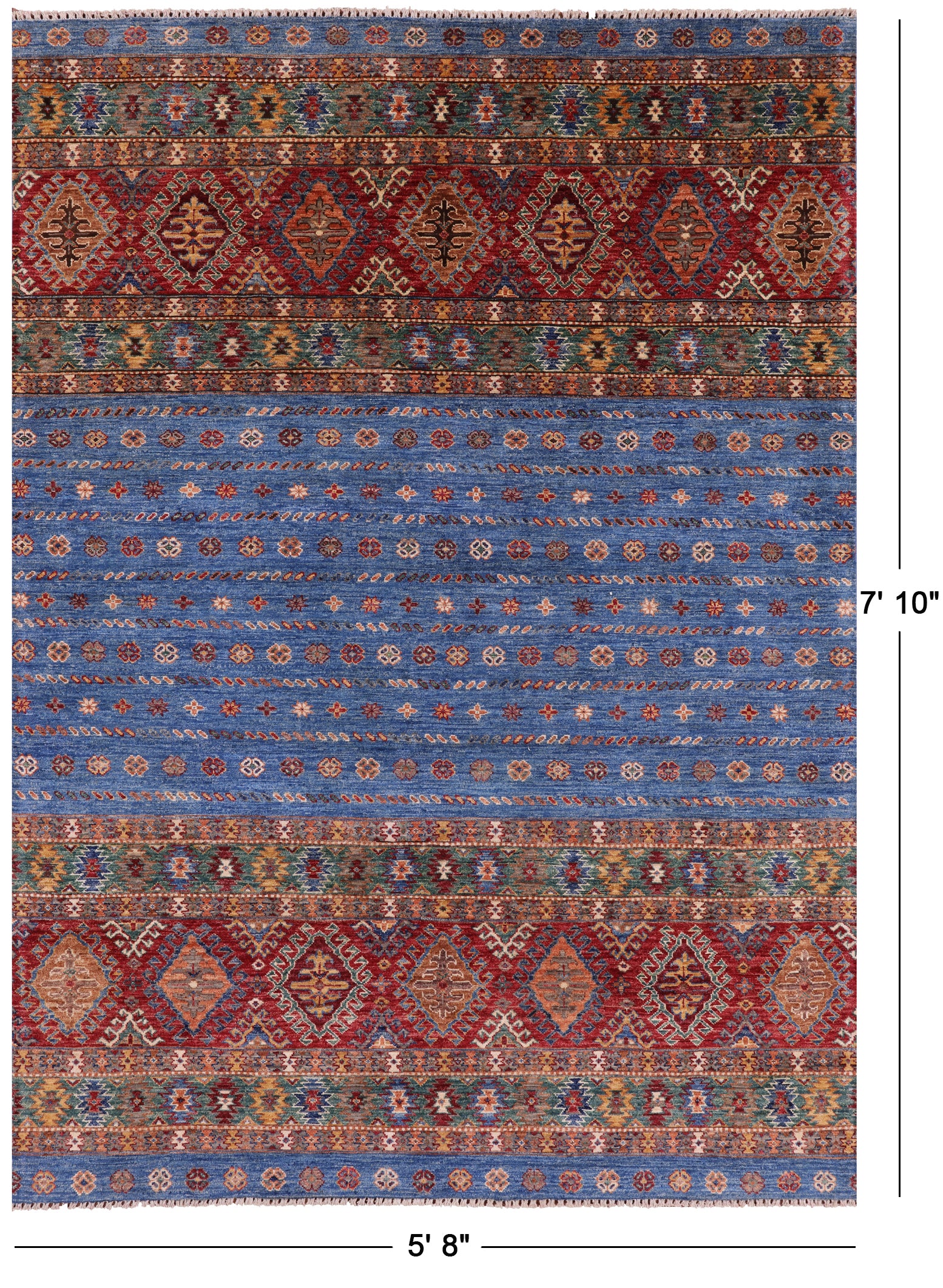 Blue Tribal Khorjin Persian Gabbeh Hand Knotted Wool Rug - 5' 8" X 7' 10" - Golden Nile