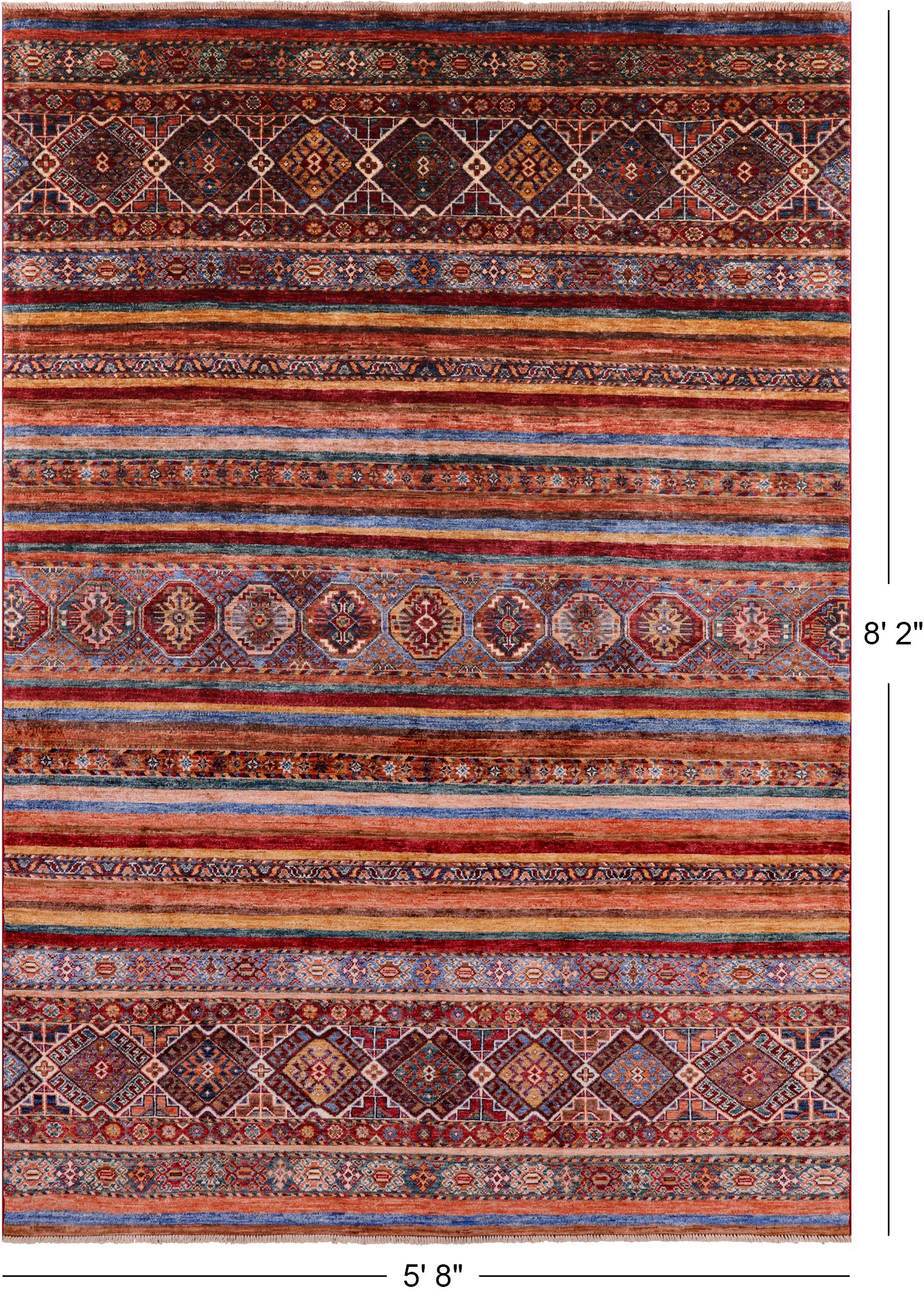 Khorjin Persian Gabbeh Handmade Wool Rug - 5' 8" X 8' 2" - Golden Nile