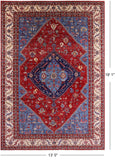 Red Persian Fine Serapi Hand Knotted Wool Rug - 13' 5" X 19' 1" - Golden Nile