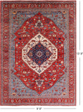 Red Persian Fine Serapi Handmade Wool Rug - 9' 9" X 13' 8" - Golden Nile