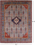 Blue Persian Fine Serapi Hand Knotted Wool Rug - 9' 2" X 12' 2" - Golden Nile