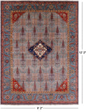 Blue Persian Fine Serapi Hand Knotted Wool Rug - 9' 2" X 12' 2" - Golden Nile