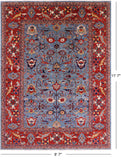 Blue Persian Fine Serapi Handmade Wool Rug - 8' 7" X 11' 7" - Golden Nile