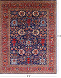 Blue Persian Fine Serapi Hand Knotted Wool Rug - 8' 9" X 11' 9" - Golden Nile