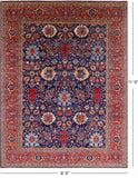 Blue Persian Fine Serapi Hand Knotted Wool Rug - 8' 9" X 11' 9" - Golden Nile
