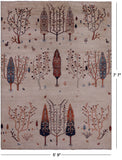 Ivory Tribal Persian Gabbeh Hand Knotted Wool Rug - 5' 9" X 7' 7" - Golden Nile