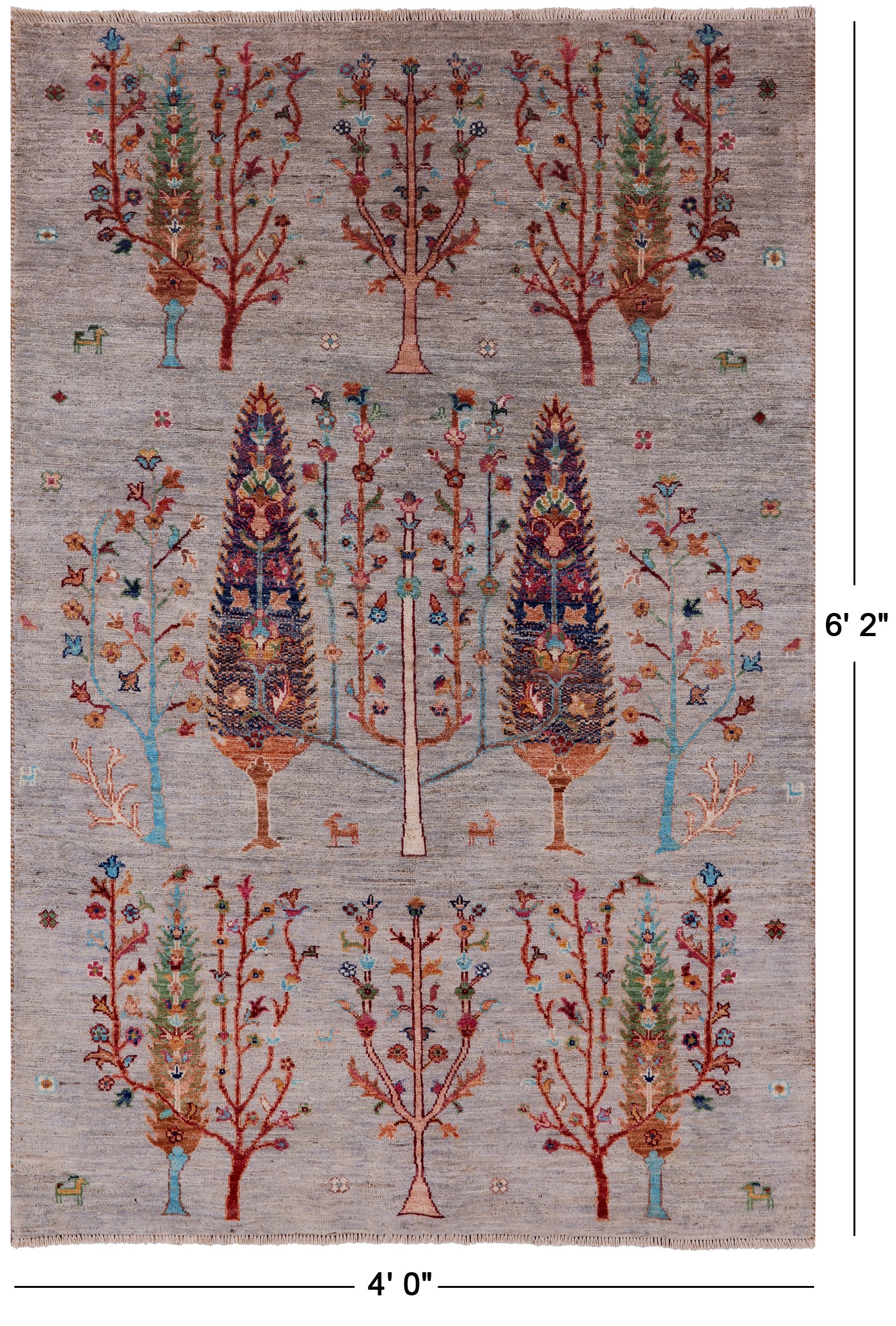 Tribal Persian Gabbeh Handmade Wool Rug - 4' 0" X 6' 2" - Golden Nile