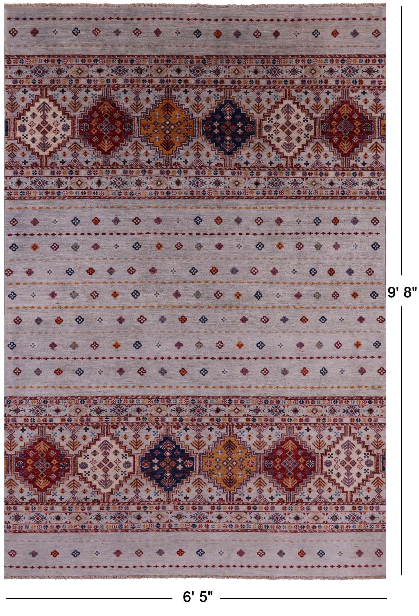 Tribal Khorjin Persian Gabbeh Hand Knotted Wool Rug - 6' 5" X 9' 8" - Golden Nile