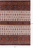Ivory Tribal Persian Gabbeh Handmade Wool Rug - 6' 7" X 9' 7" - Golden Nile