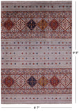 Grey Tribal Khorjin Persian Gabbeh Handmade Wool Rug - 6' 7" X 9' 6" - Golden Nile