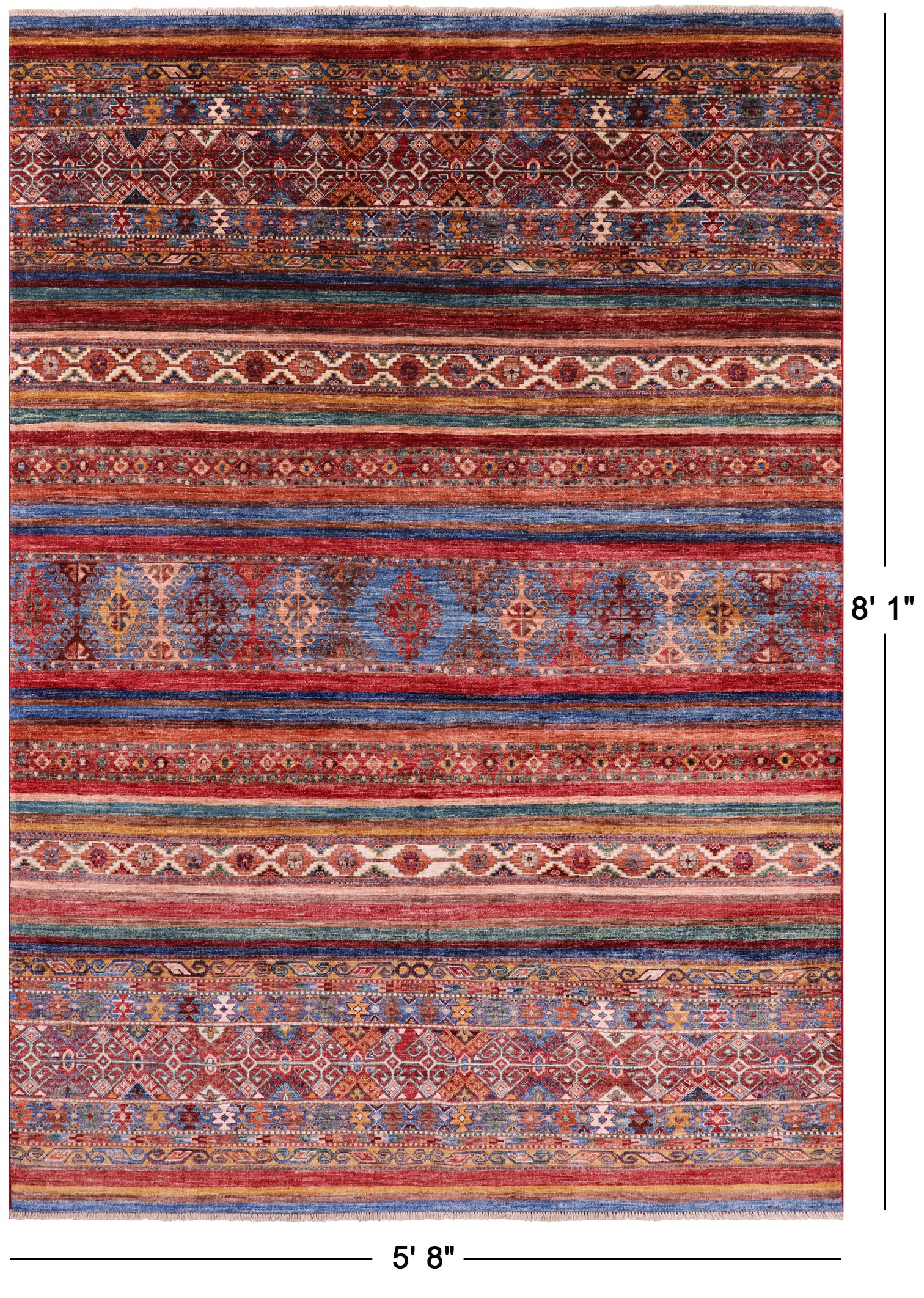 Khorjin Persian Gabbeh Hand Knotted Wool Rug - 5' 8" X 8' 1" - Golden Nile