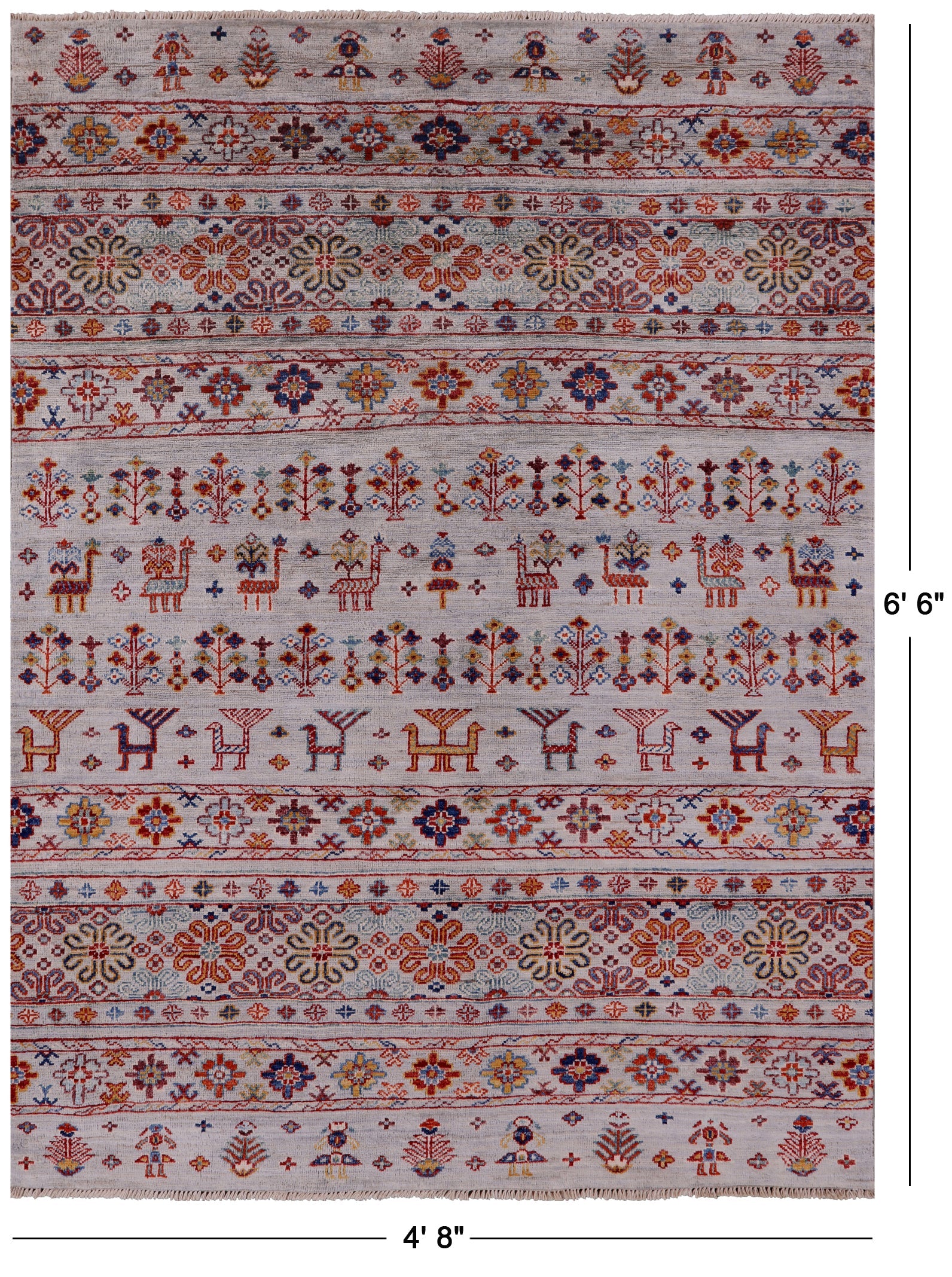 Tribal Persian Gabbeh Handmade Wool Rug - 4' 8" X 6' 6" - Golden Nile