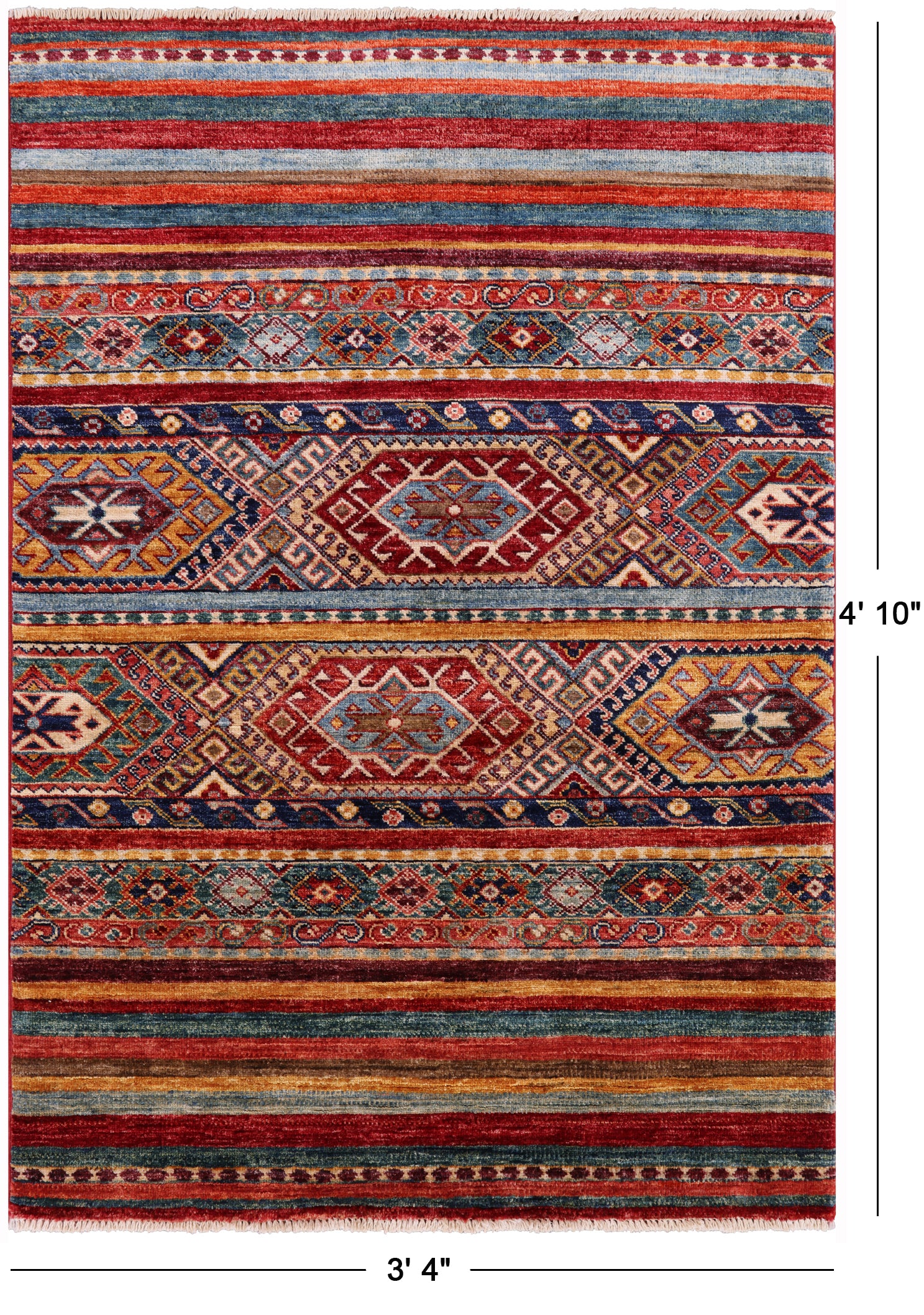 Khorjin Persian Gabbeh Handmade Wool Rug - 3' 4" X 4' 10" - Golden Nile