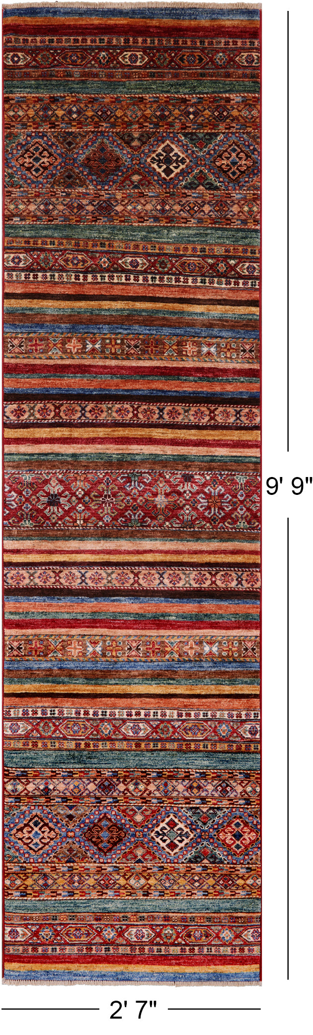 Khorjin Persian Gabbeh Hand Knotted Wool Runner Rug - 2' 7" X 9' 9" - Golden Nile
