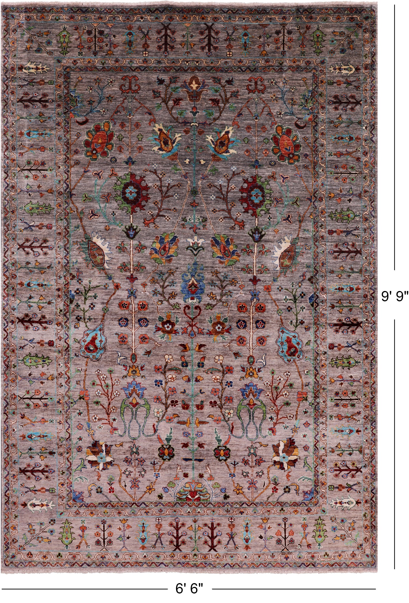 Peshawar Hand Knotted Wool Rug - 6' 6" X 9' 9" - Golden Nile