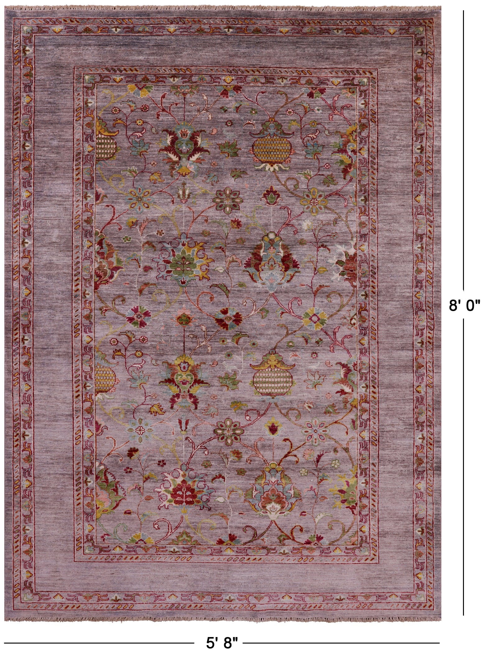Peshawar Hand Knotted Wool Rug - 5' 8" X 8' 0" - Golden Nile