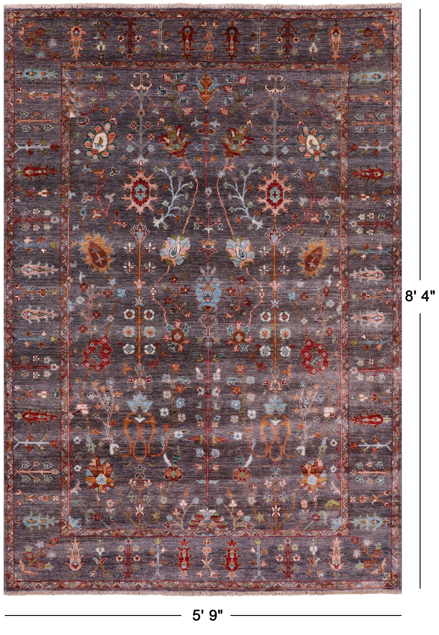 Peshawar Hand Knotted Wool Rug - 5' 9" X 8' 4" - Golden Nile