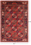 Red Turkmen Ersari Hand Knotted Wool Rug - 6' 4" X 9' 6" - Golden Nile