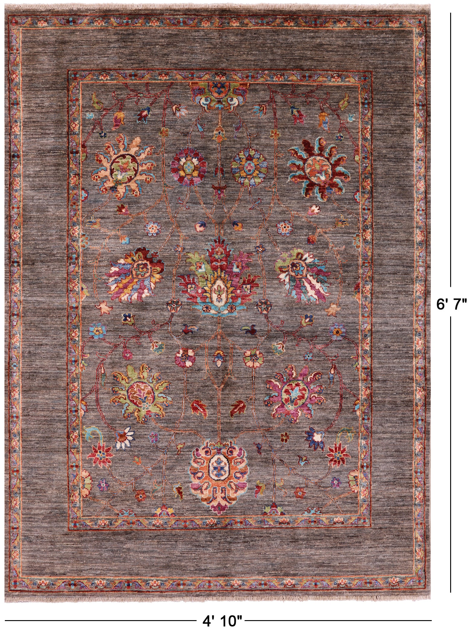 Peshawar Handmade Wool Rug - 4' 10" X 6' 7" - Golden Nile