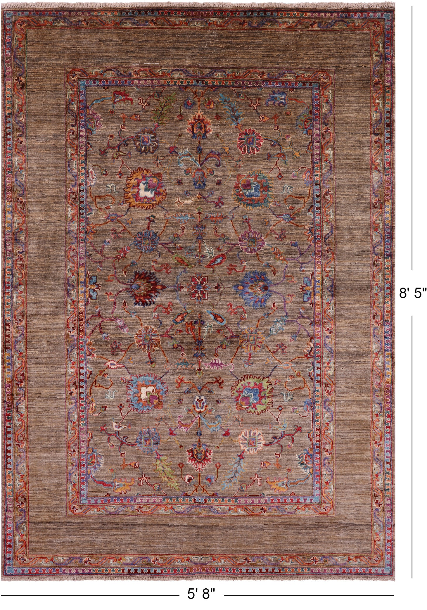 Peshawar Handmade Wool Rug - 5' 8" X 8' 5" - Golden Nile