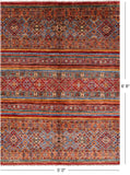 Khorjin Persian Gabbeh Handmade Wool Rug - 5' 0" X 6' 8" - Golden Nile