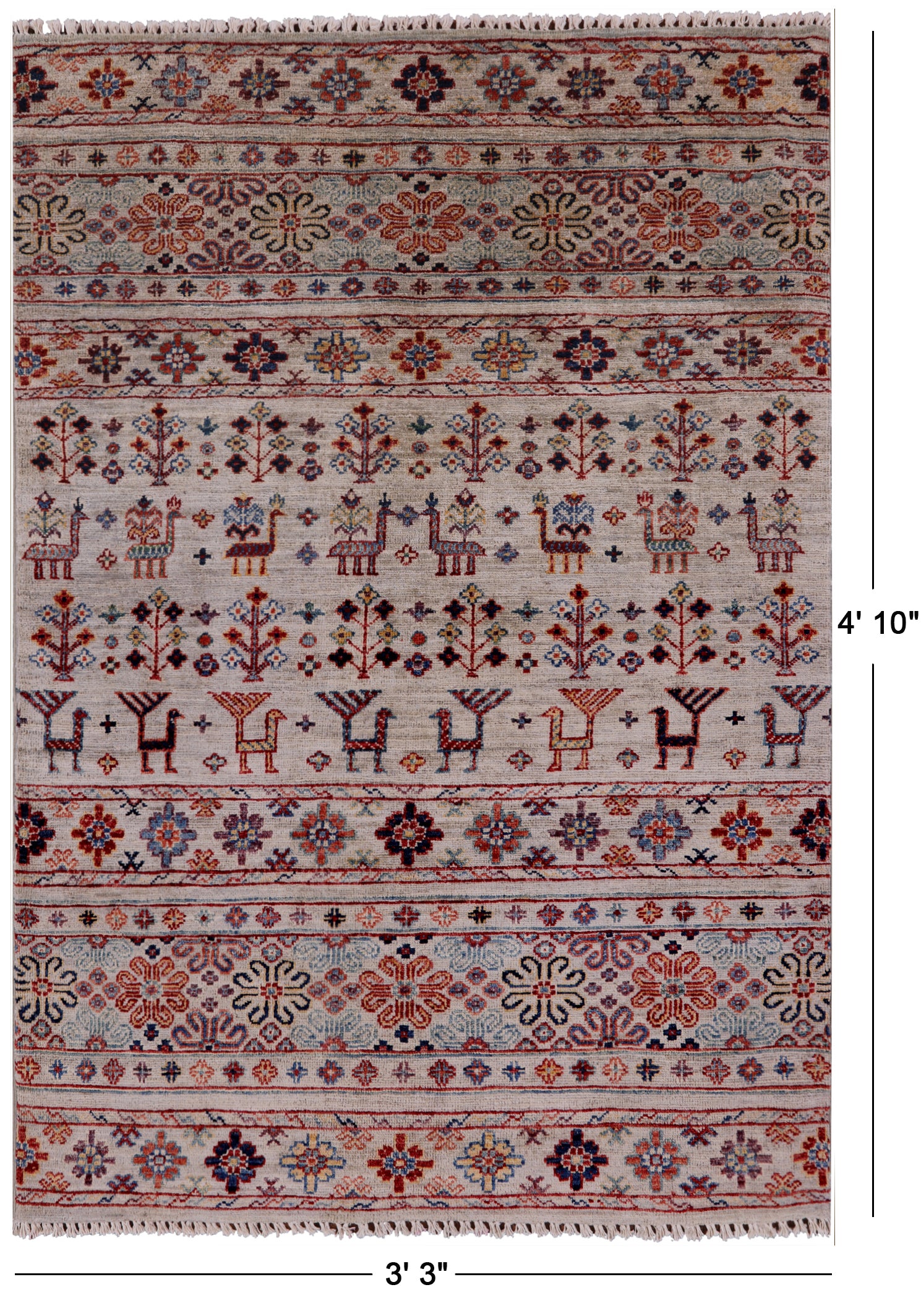 Tribal Persian Gabbeh Handmade Wool Rug - 3' 3" X 4' 10" - Golden Nile