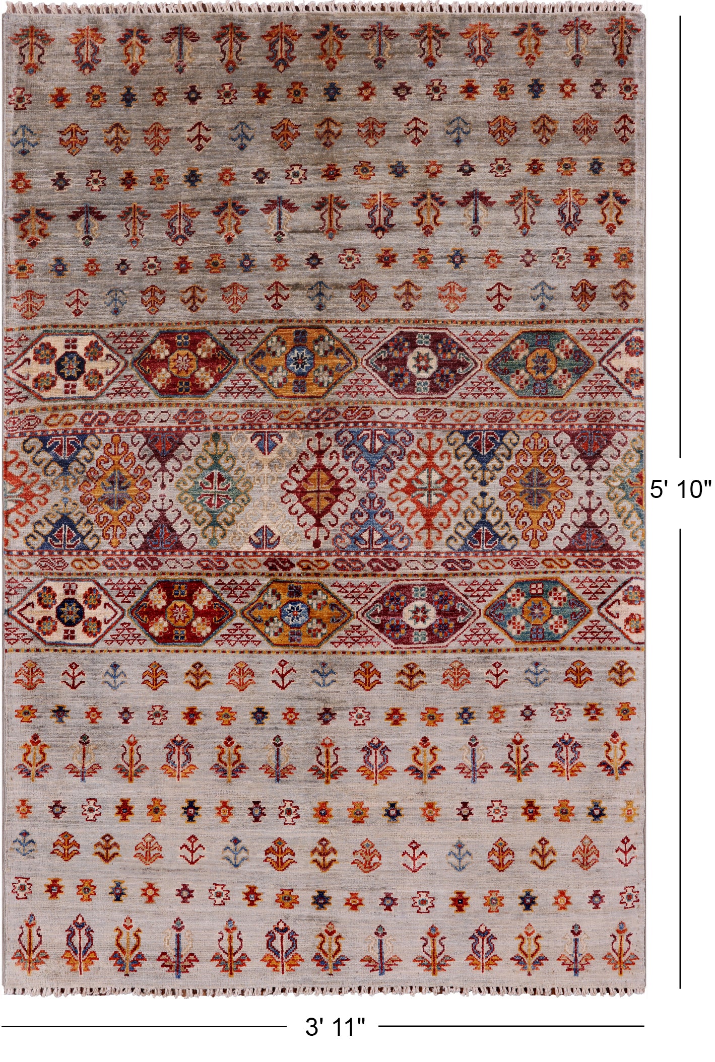 Khorjin Persian Gabbeh Hand Knotted Wool Rug - 3' 11" X 5' 10" - Golden Nile