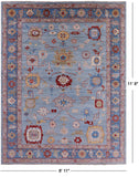 Blue Turkish Oushak Hand Knotted Wool Rug - 8' 11" X 11' 8" - Golden Nile