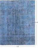 Blue Persian Overdyed Hand Knotted Wool Rug - 9' 8" X 12' 8" - Golden Nile