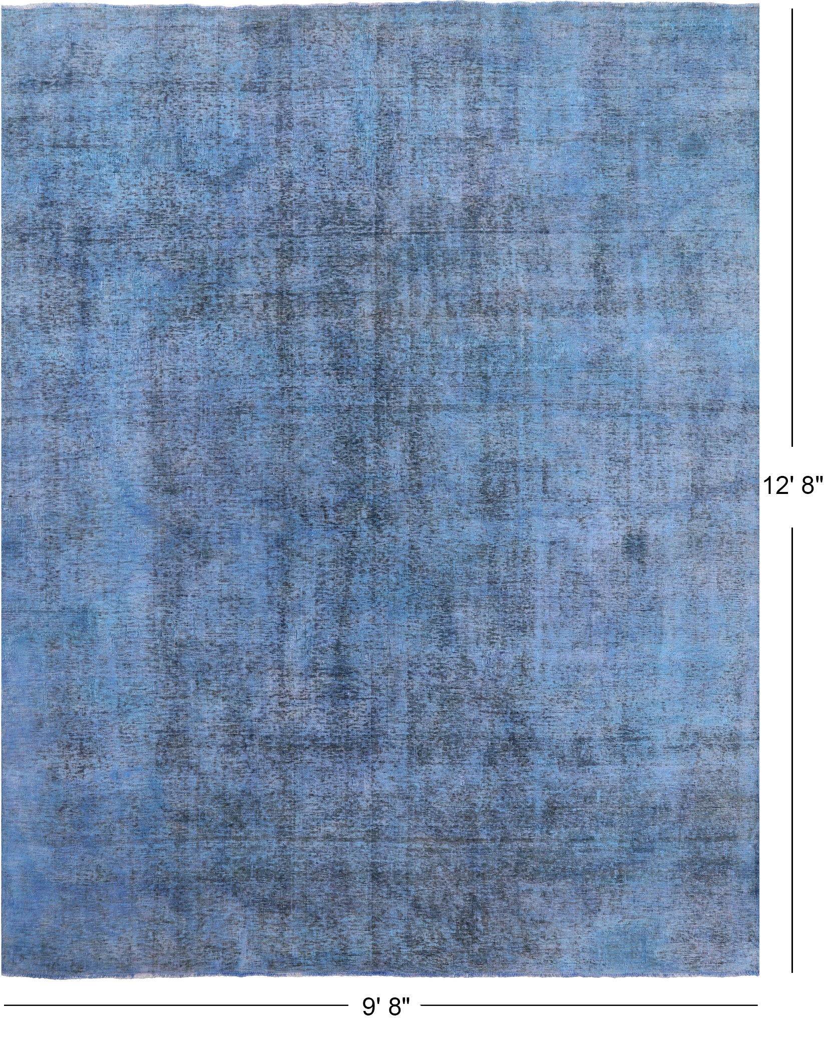 Blue Persian Overdyed Hand Knotted Wool Rug - 9' 8" X 12' 8" - Golden Nile