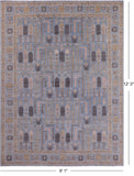 Blue Peshawar Hand Knotted Wool Rug - 9' 1" X 12' 3" - Golden Nile