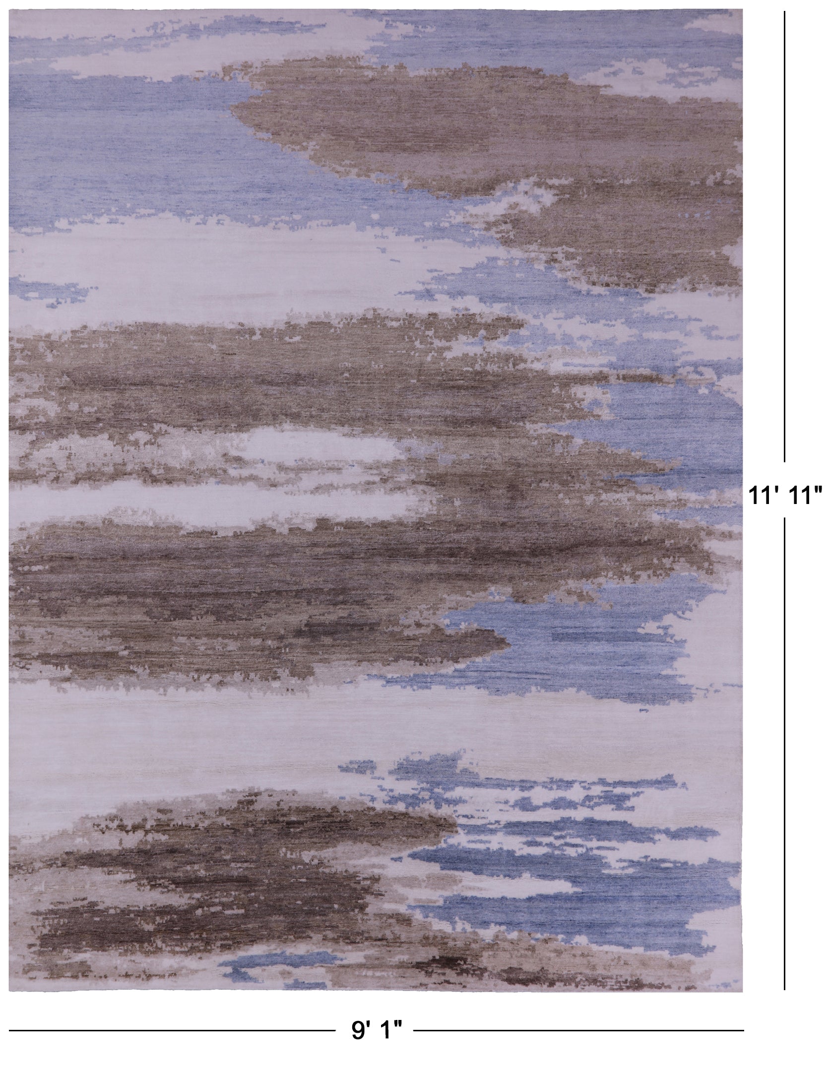 Modern Hand Knotted 100% Silk Rug - 9' 1" X 11' 11" - Golden Nile