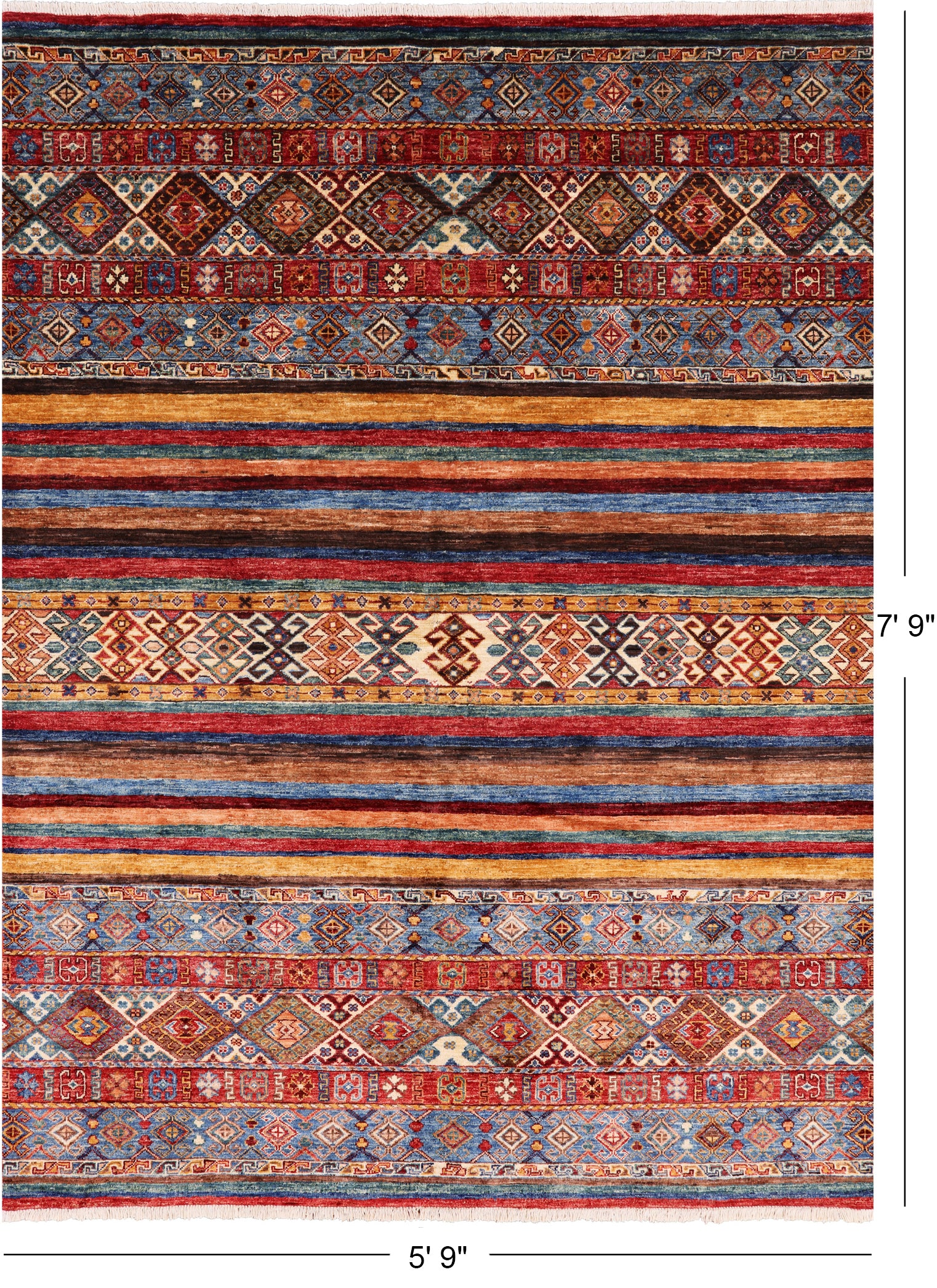 Tribal Khorjin Persian Gabbeh Hand Knotted Wool Rug - 5' 9" X 7' 9" - Golden Nile