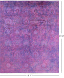 Purple Full Pile Overdyed Hand Knotted Wool Rug - 8' 1" X 9' 10" - Golden Nile