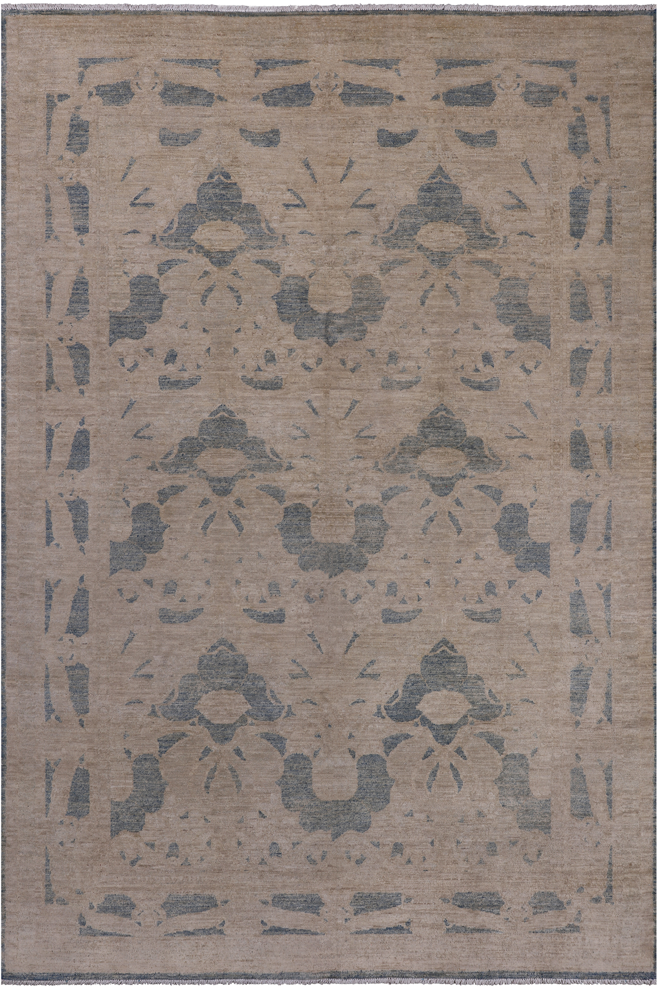Ivory William Morris Handmade Wool Rug - 5' 10" X 8' 10"