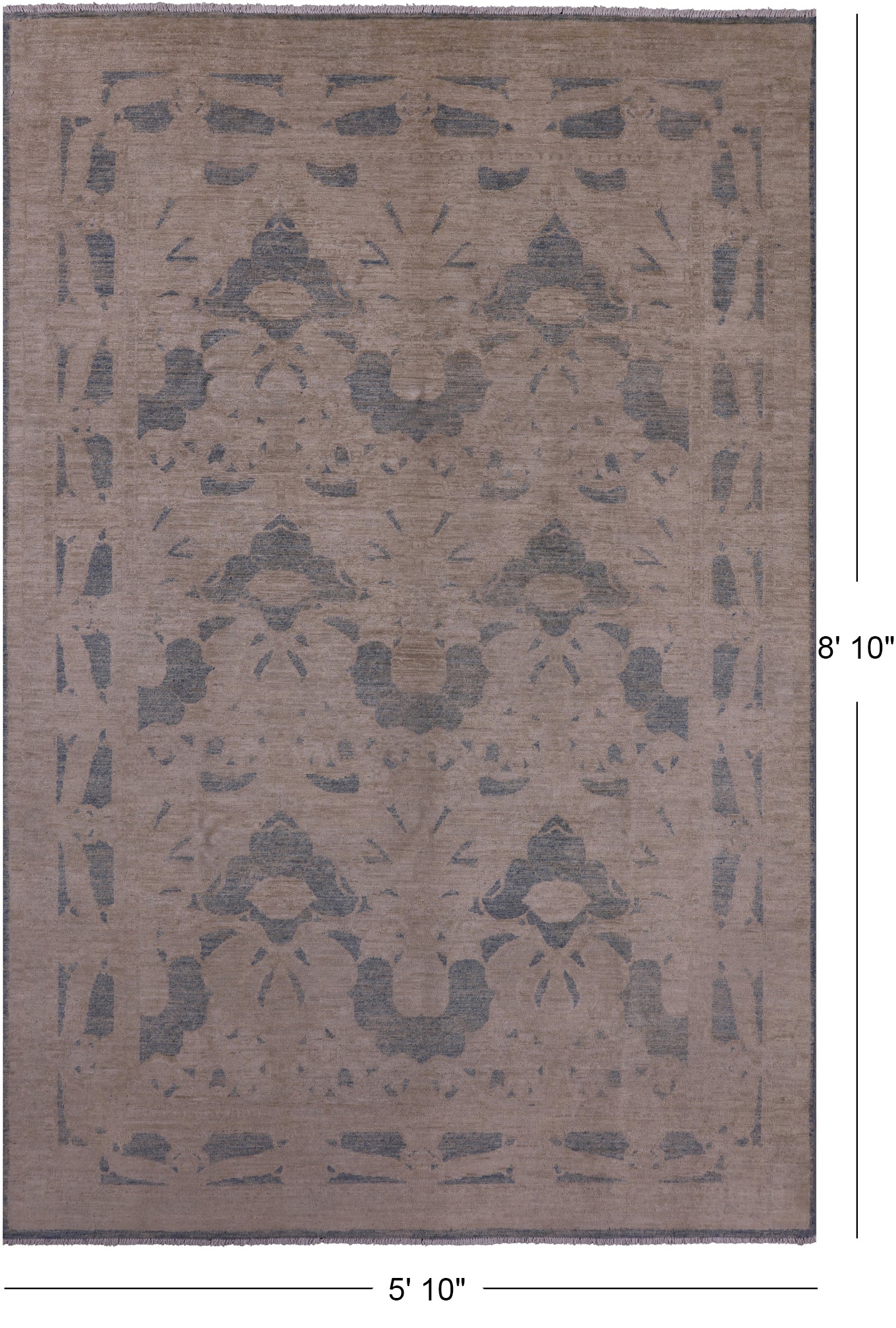 Ivory William Morris Handmade Wool Rug - 5' 10" X 8' 10" - Golden Nile