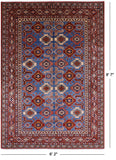 Blue Super Kazak Hand Knotted Wool Rug - 6' 2" X 8' 7" - Golden Nile
