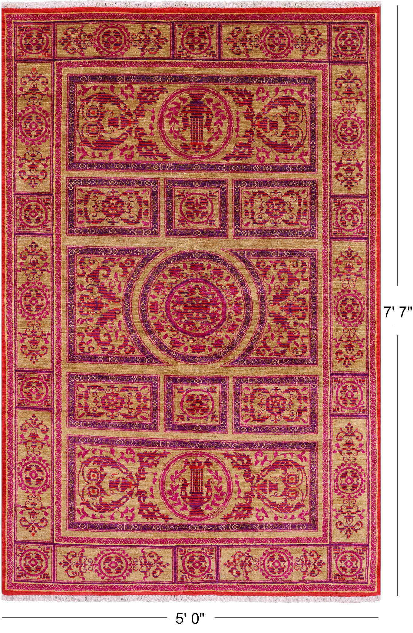 William Morris Handmade Wool Rug - 5' 0" X 7' 7" - Golden Nile
