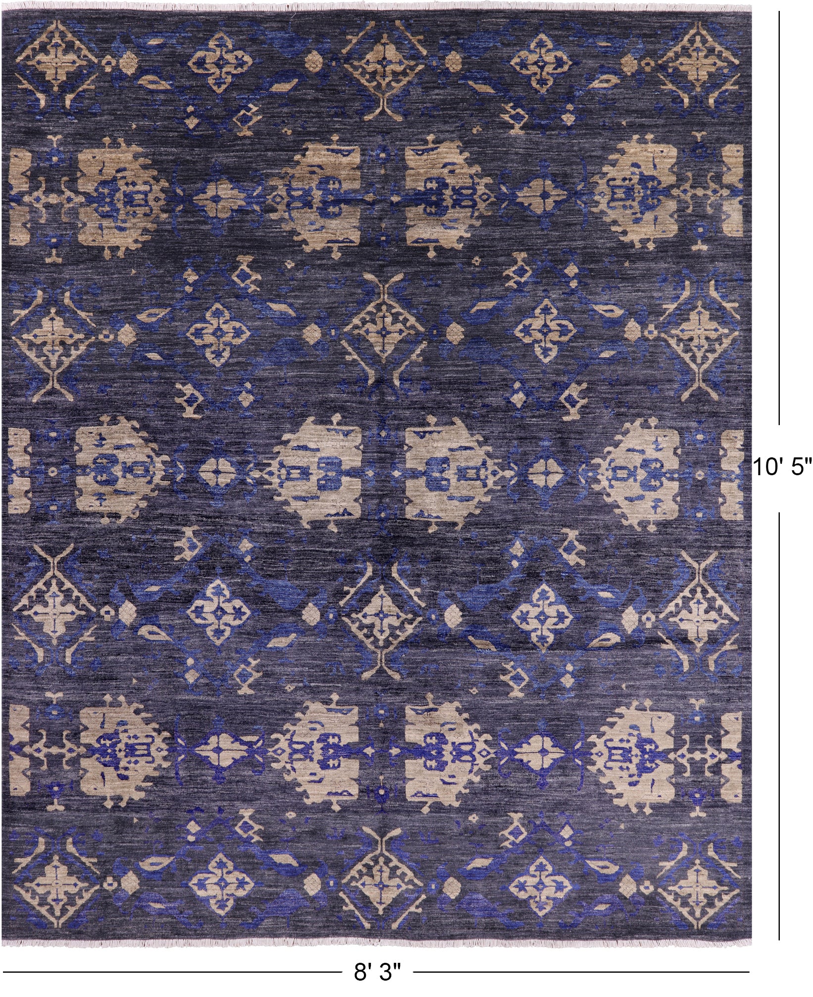 Grey William Morris Hand Knotted Wool Rug - 8' 3" X 10' 5" - Golden Nile