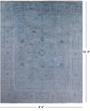 Blue Full Pile Overdyed Hand Knotted Wool Rug - 8' 4" X 10' 3" - Golden Nile