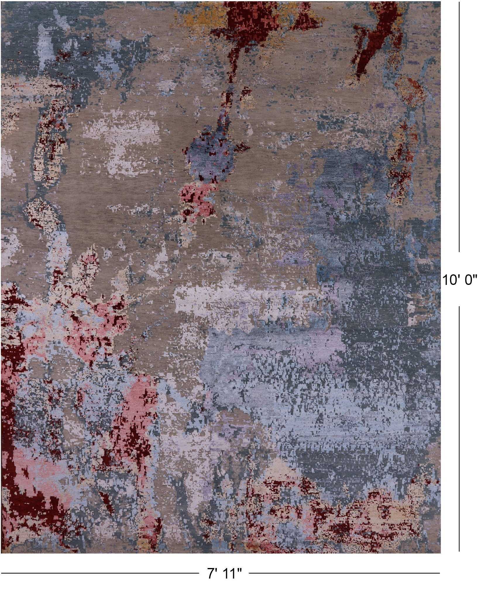 Modern Hand Knotted Wool & Silk Rug - 7' 11" X 10' 0" - Golden Nile